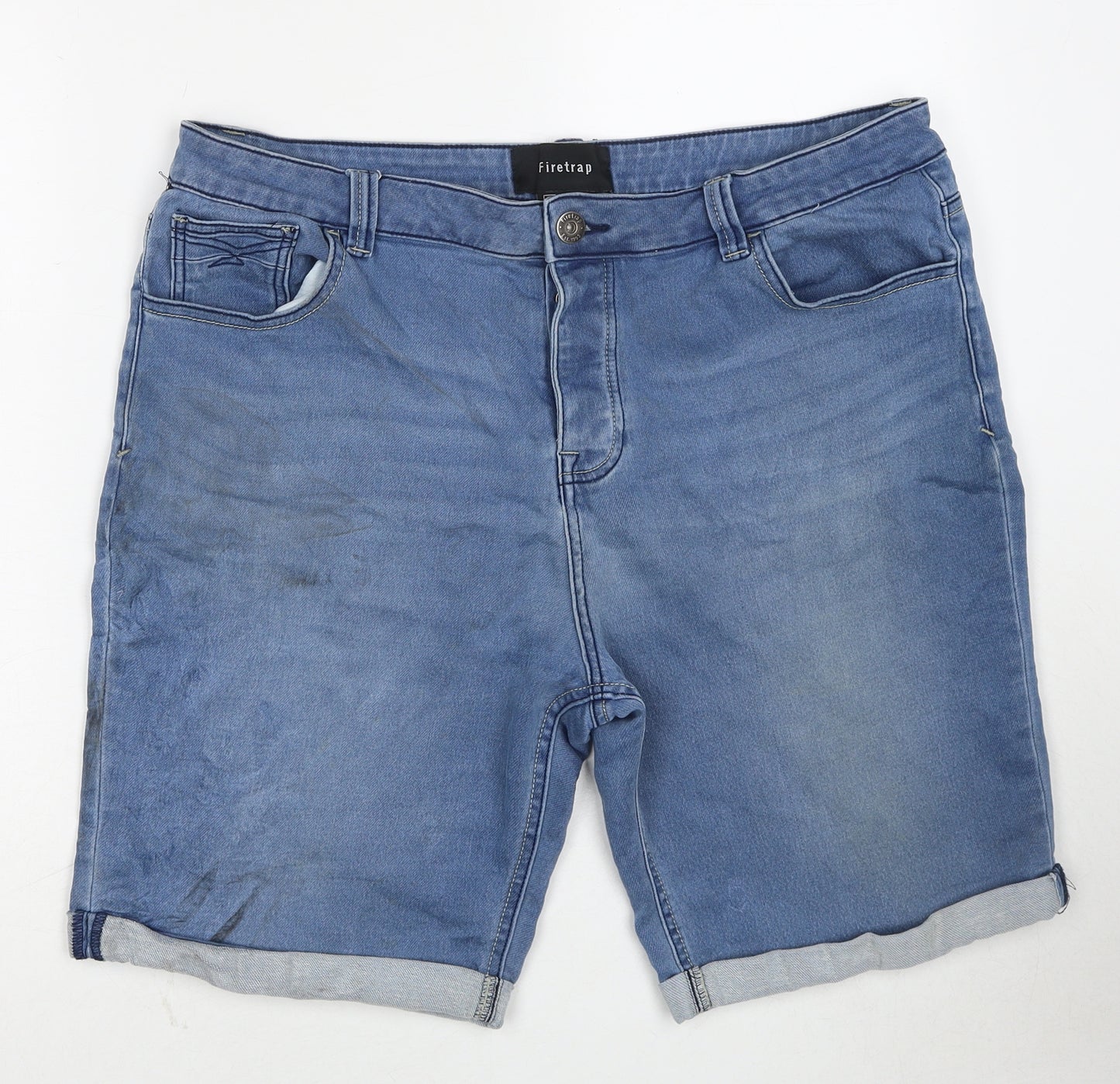 Firetrap Mens Blue Cotton Chino Shorts Size 2XL Regular Zip