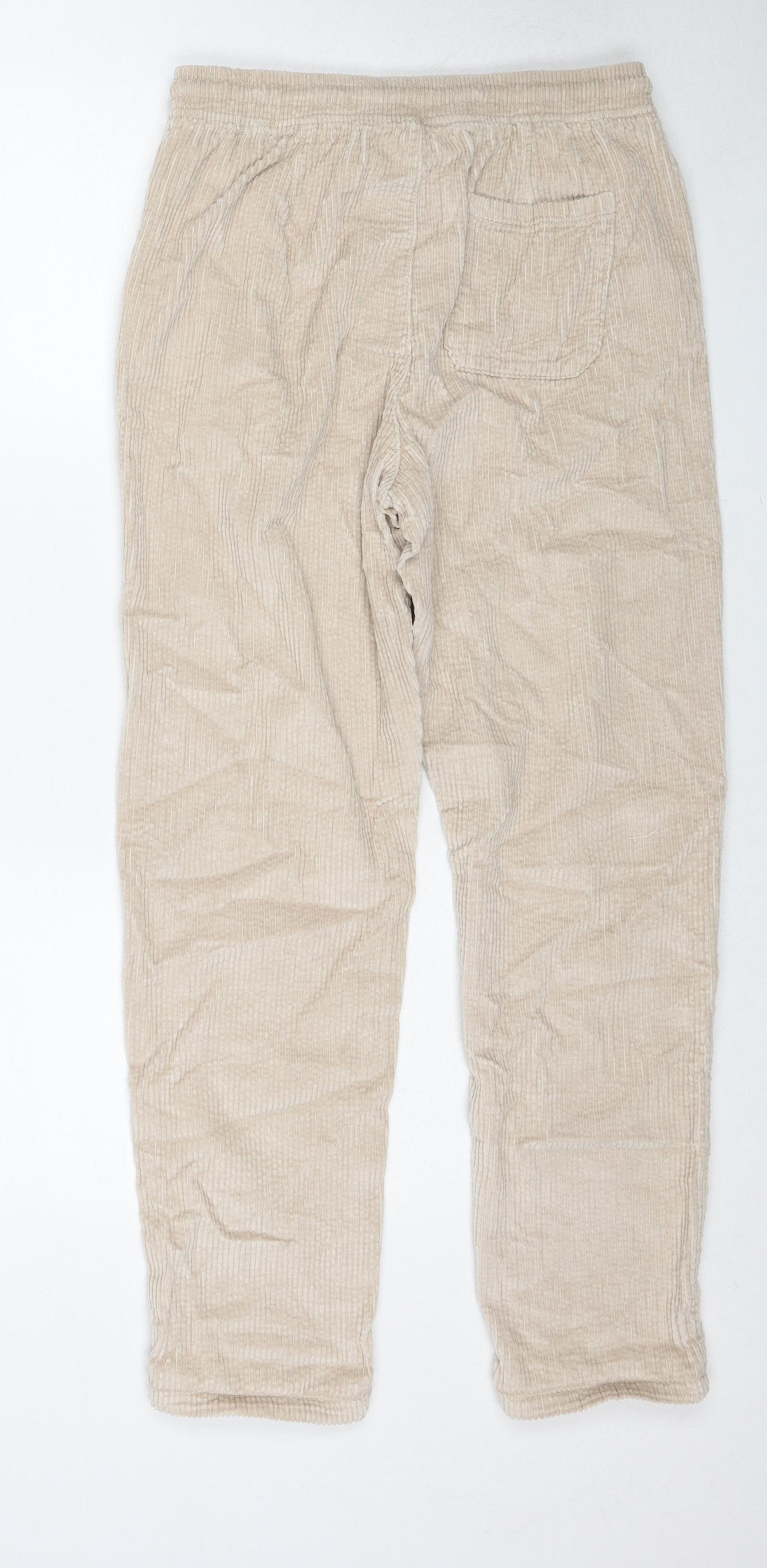 Marks and Spencer Boys Beige Cotton Jogger Trousers Size 13-14 Years Regular Drawstring