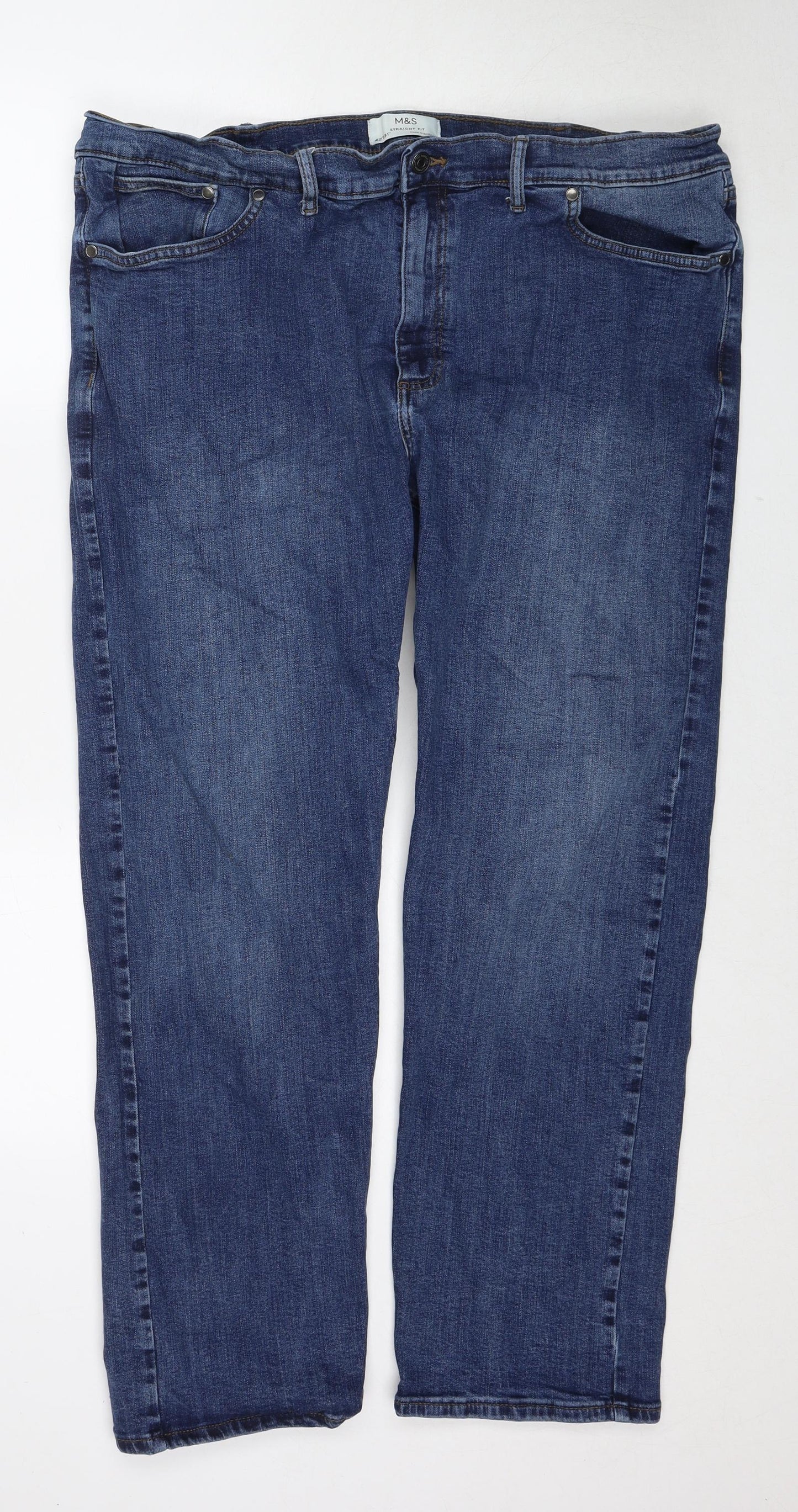 Marks and Spencer Mens Blue Cotton Straight Jeans Size 42 in L31 in Re ...