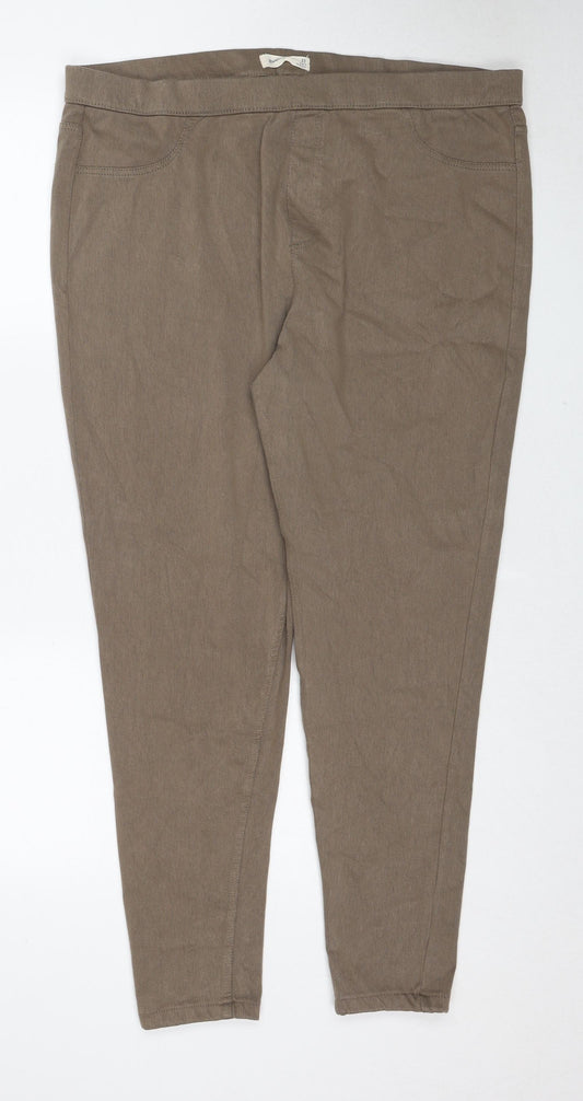 Marks and Spencer Womens Brown Cotton Jegging Trousers Size 22 Regular