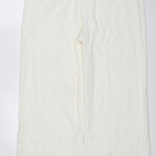 Marks and Spencer Womens White Cotton Trousers Size 20 Regular Zip