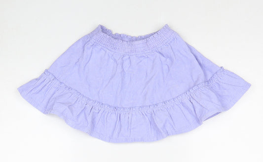 Marks and Spencer Girls Purple Cotton A-Line Skirt Size 2-3 Years Regular Pull On