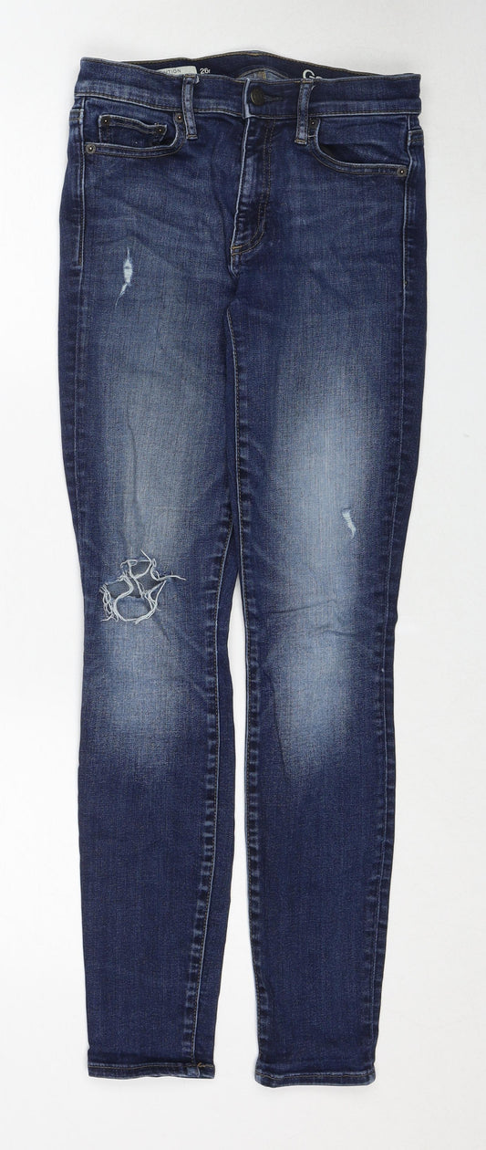 Gap Womens Blue Cotton Skinny Jeans Size 26 Regular Zip