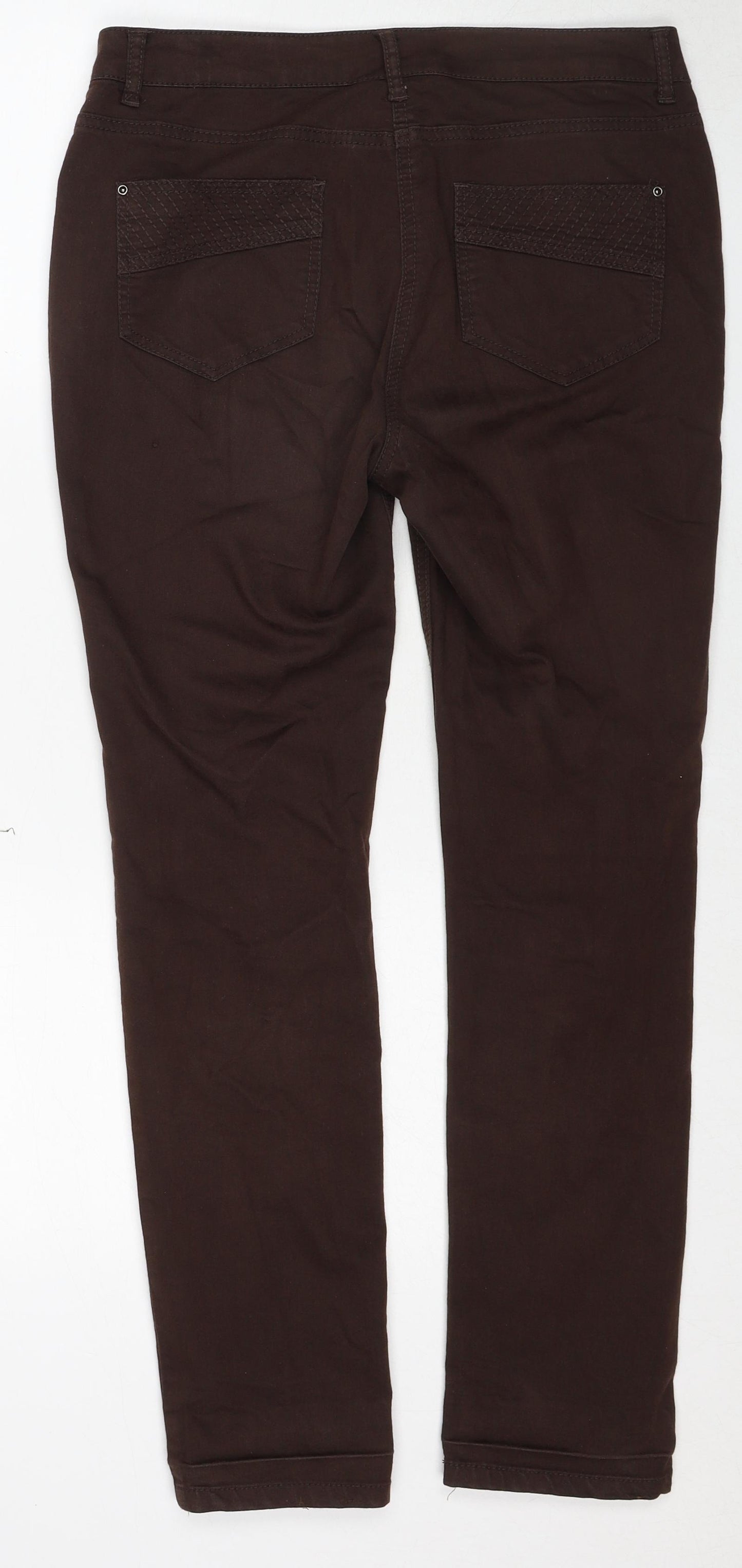 Wallis Womens Brown Cotton Skinny Jeans Size 12 Regular Zip