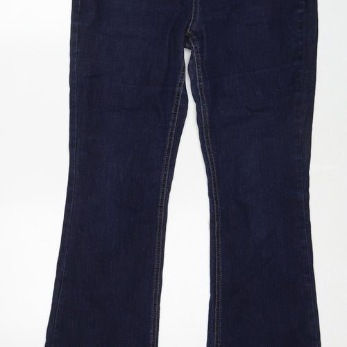 Blue 73 Womens Blue Cotton Bootcut Jeans Size 14 Regular Zip