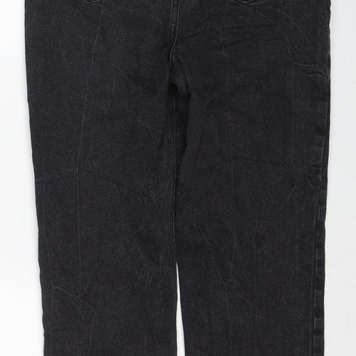New Look Womens Black Cotton Straight Jeans Size 12 Regular Zip