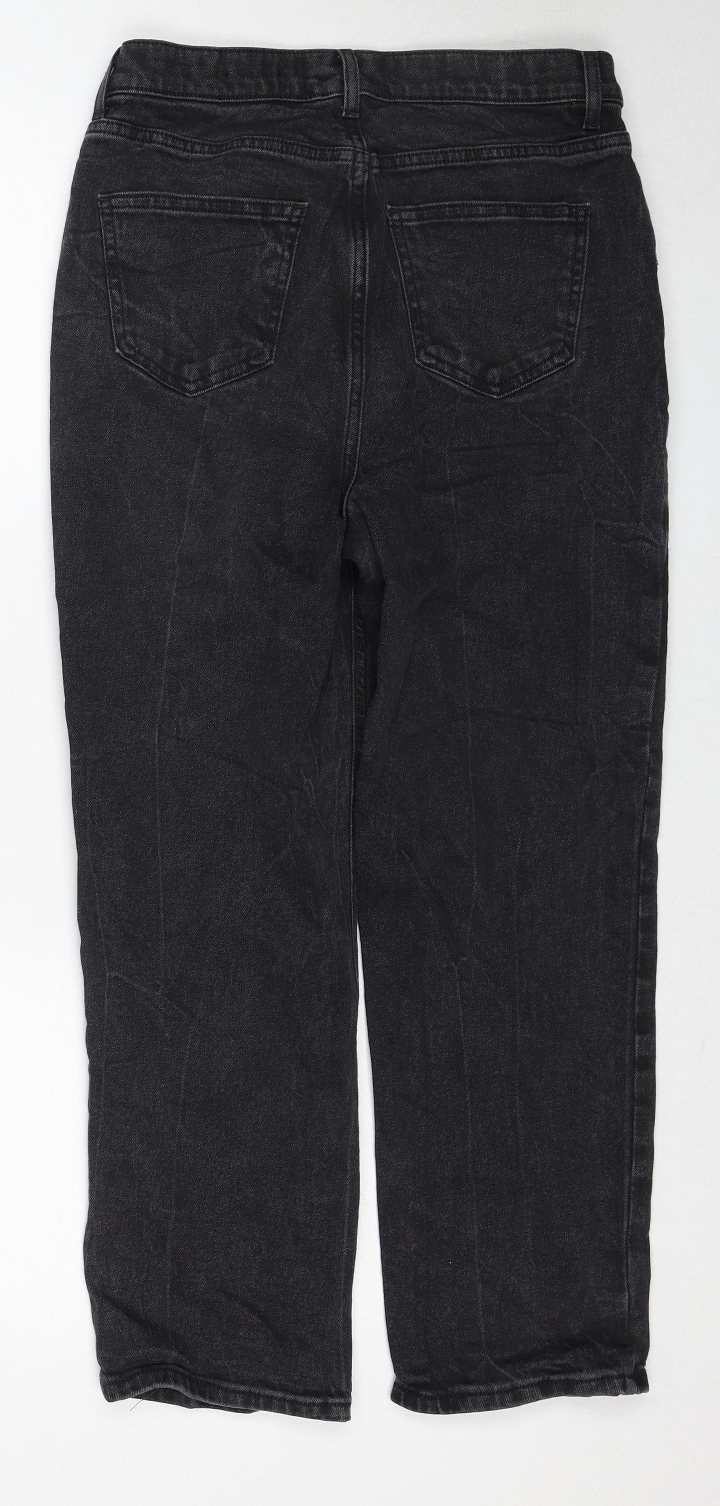 New Look Womens Black Cotton Straight Jeans Size 12 Regular Zip