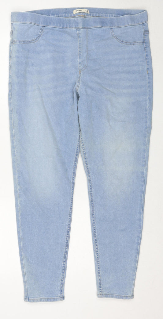 Marks and Spencer Womens Blue Cotton Jegging Jeans Size 20 Regular Zip
