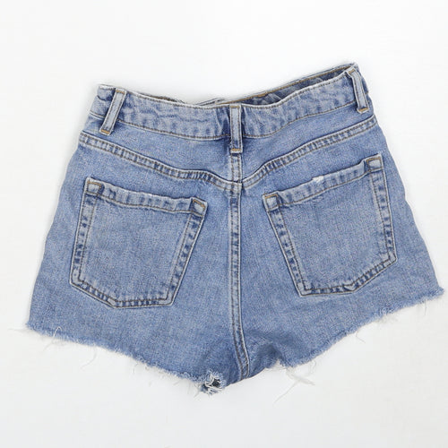 Topshop Womens Blue Cotton Cut-Off Shorts Size 6 Regular Zip