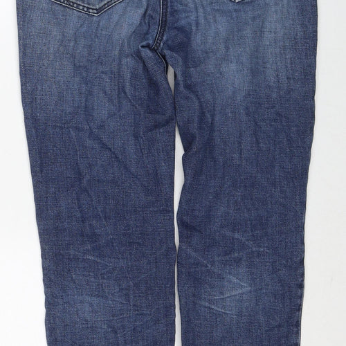 NEXT Womens Blue Cotton Boyfriend Jeans Size 8 Regular Zip