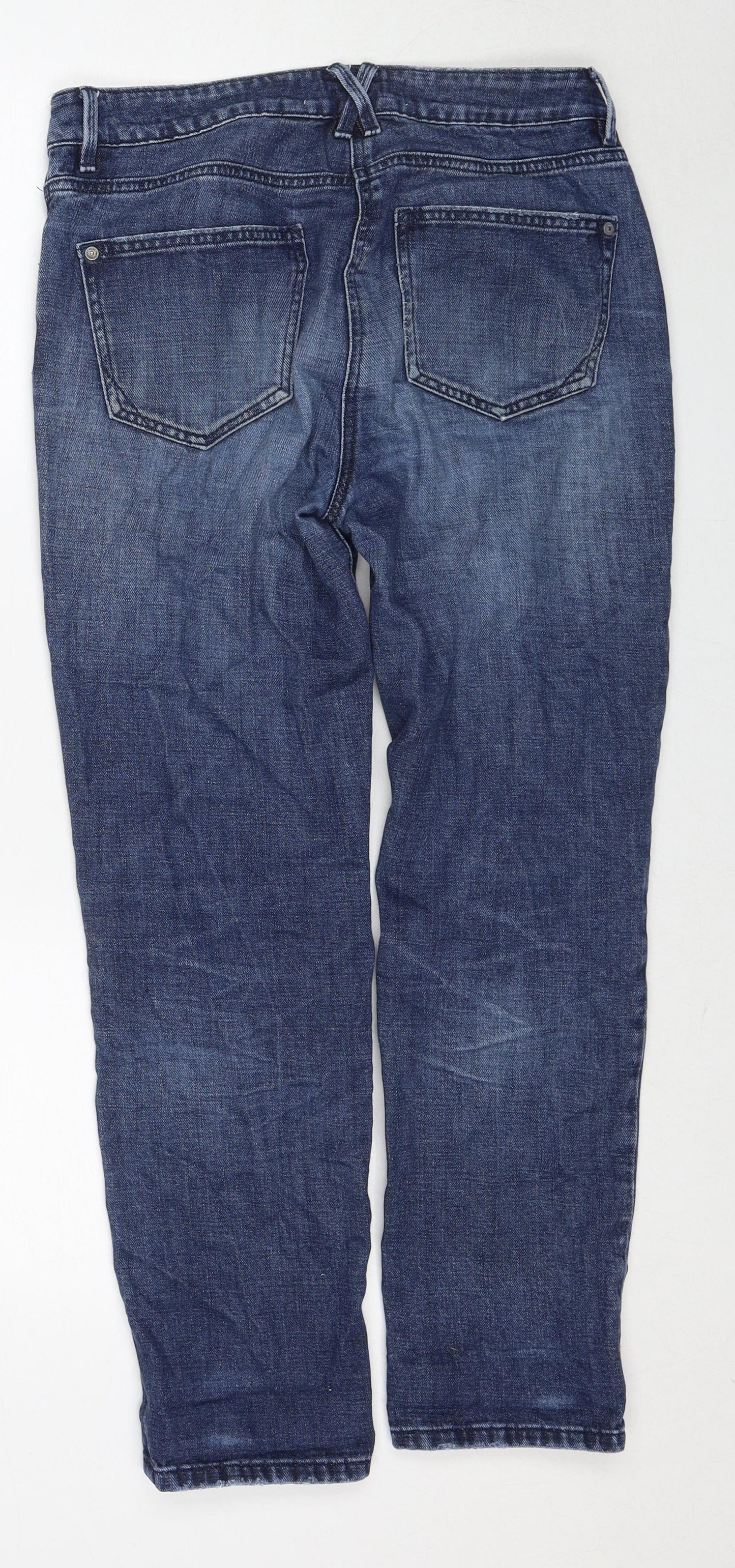 NEXT Womens Blue Cotton Boyfriend Jeans Size 8 Regular Zip