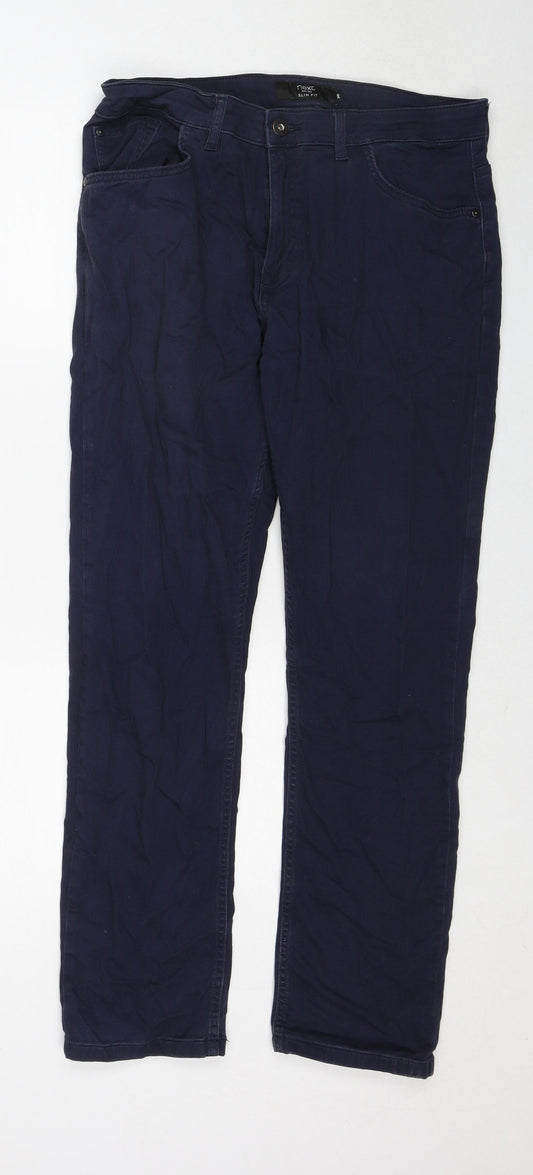 NEXT Mens Blue Cotton Straight Jeans Size 34 in L31 in Slim Zip