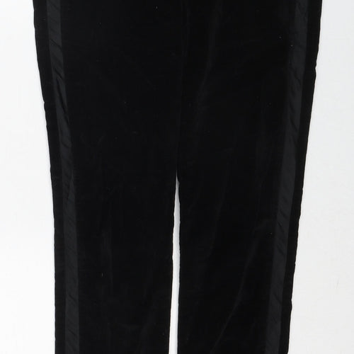 French Connection Womens Black Cotton Trousers Size 10 Regular Zip - Side Stripe Detail