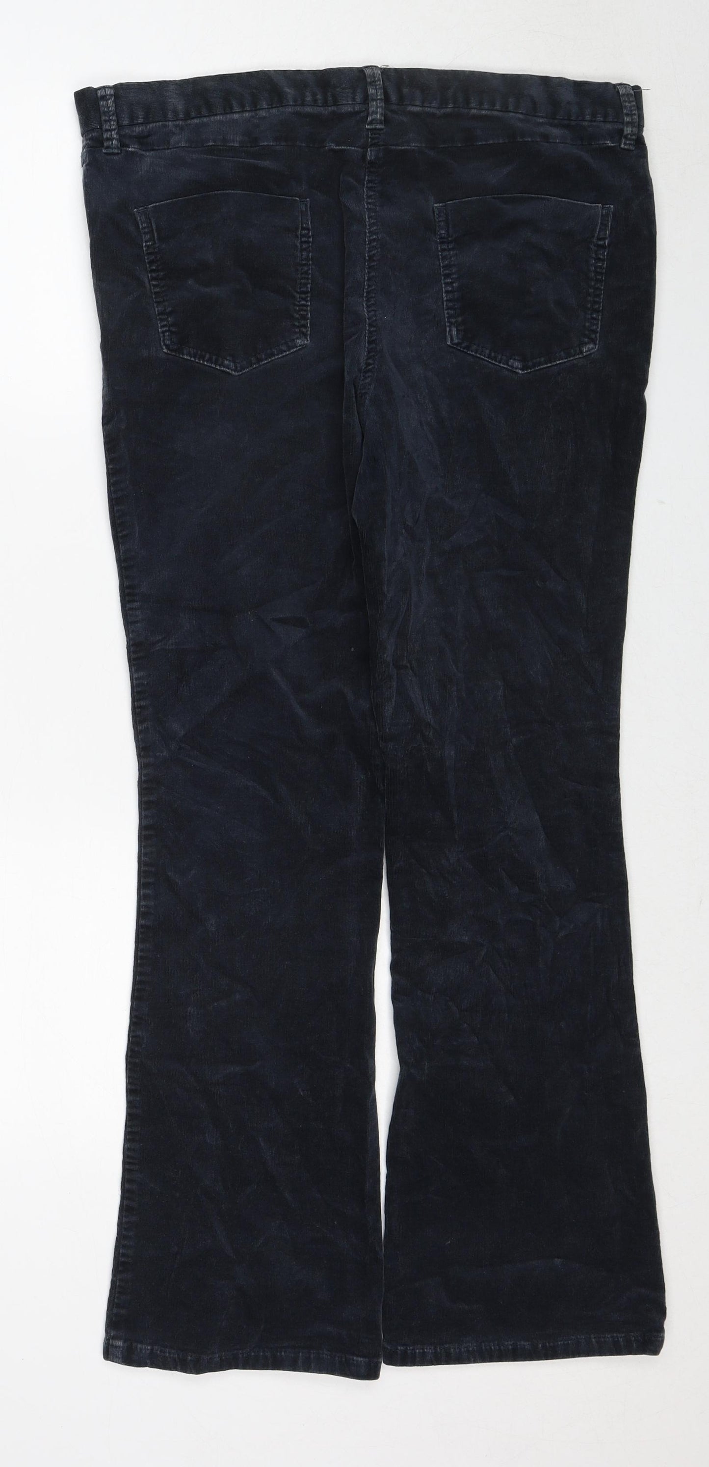 Marks and Spencer Womens Blue Cotton Trousers Size 14 Regular Zip