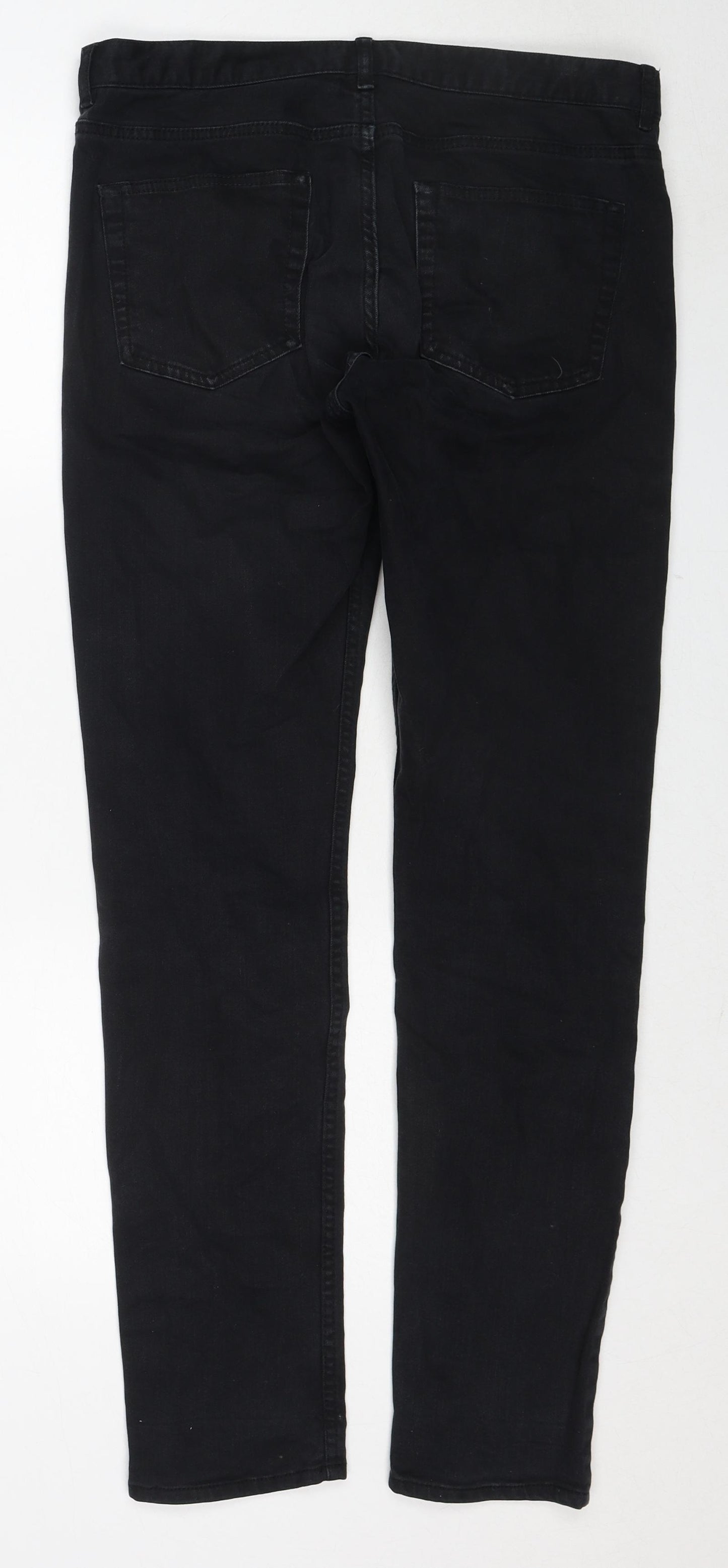 H&M Mens Black Cotton Skinny Jeans Size 32 in Slim Button