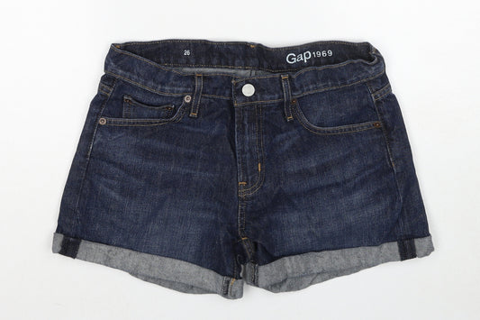 Gap Womens Blue Cotton Hot Pants Shorts Size 26 in Regular Zip