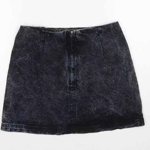 BOG Womens Black Cotton A-Line Skirt Size S Zip