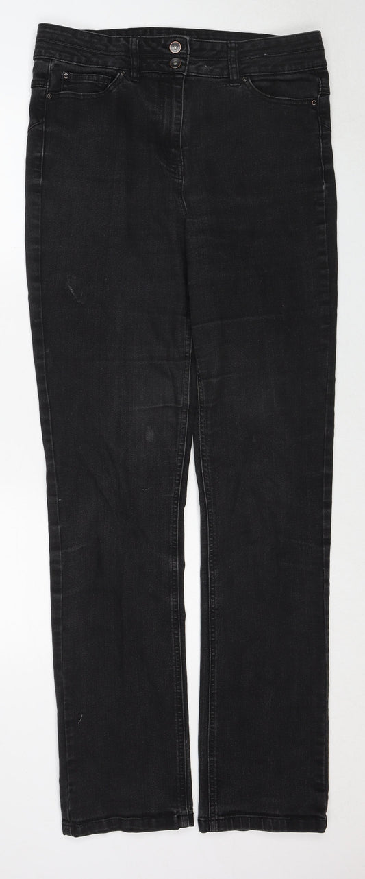 Long Tall Sally Womens Black Cotton Skinny Jeans Size 14 Regular Zip