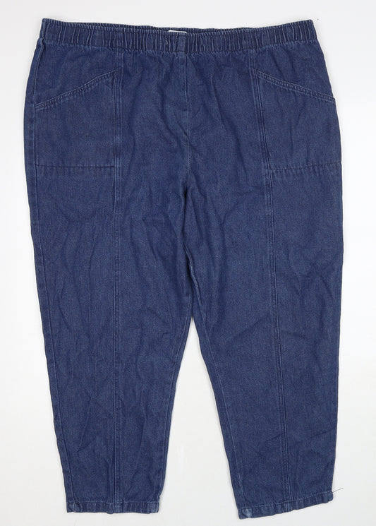 Julipa Womens Blue Cotton Straight Jeans Size 26 Regular Drawstring