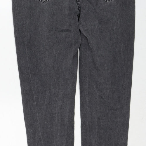 Marks and Spencer Womens Grey Cotton Skinny Jeans Size 14 Regular Zip