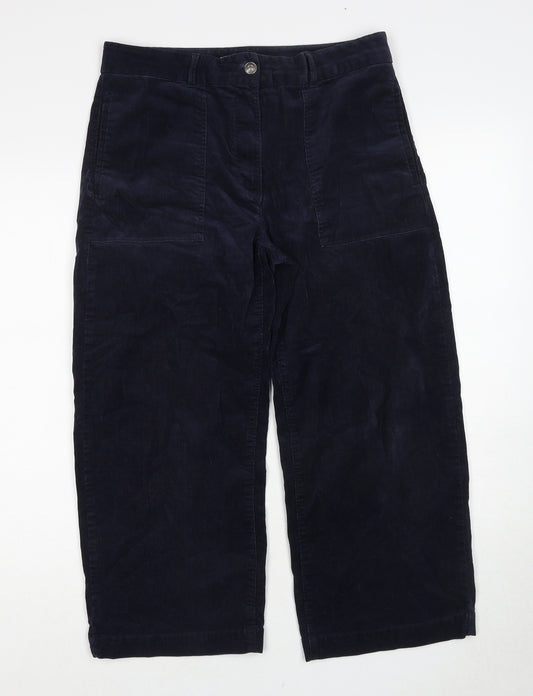 Per Una Womens Blue Cotton Trousers Size 12 Regular Zip
