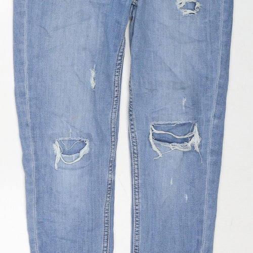 Marks and Spencer Womens Blue Cotton Skinny Jeans Size 10 Regular Zip