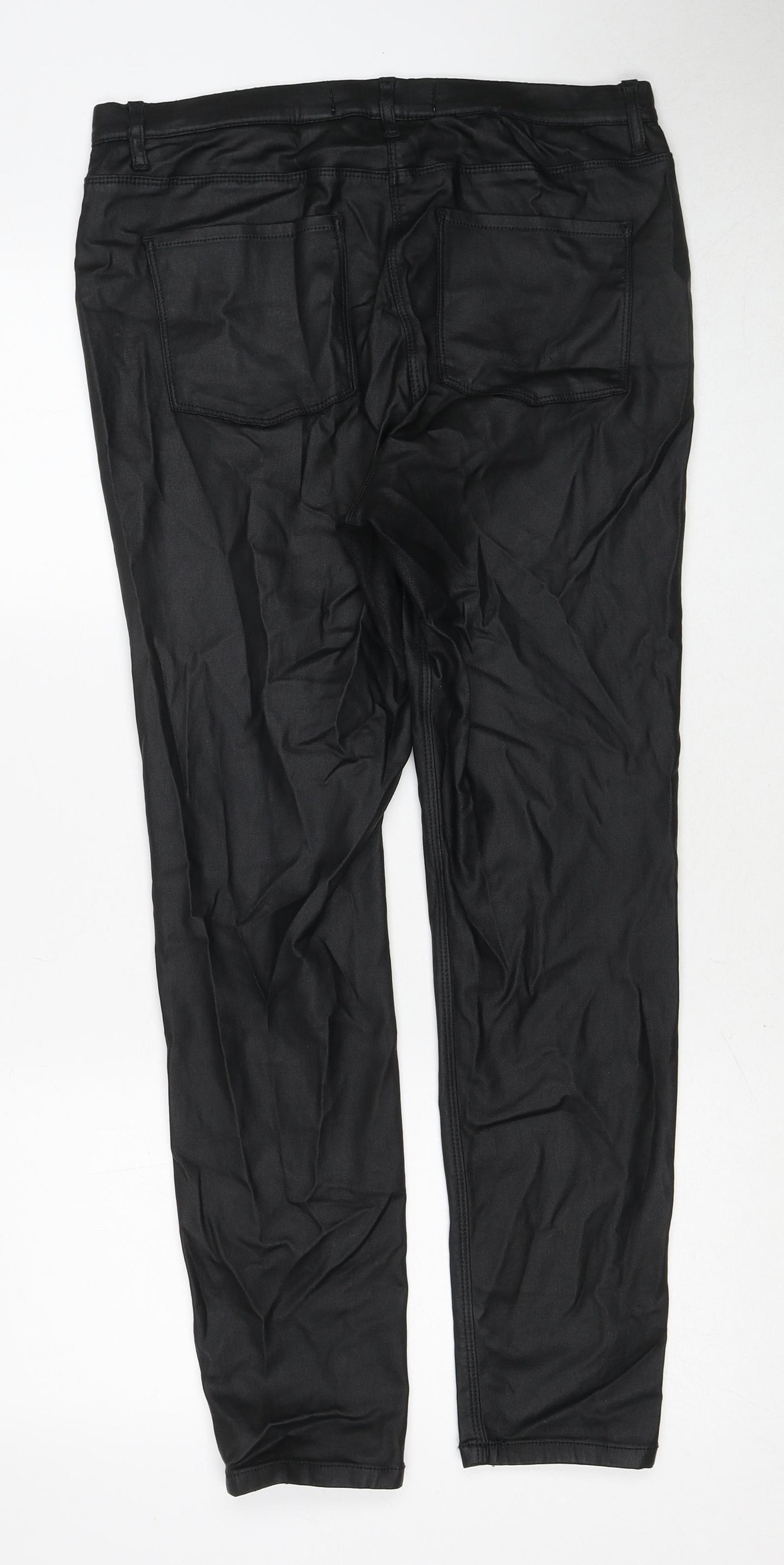 NEXT Womens Black Viscose Carrot Leggings Size 14 Regular - Leather Look