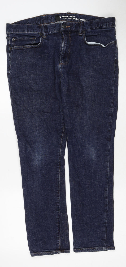 Gap Mens Blue Cotton Skinny Jeans Size 36 in L30 in Regular Zip