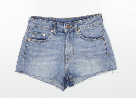 Divided by H&M Womens Blue Cotton Cut-Off Shorts Size 6 Regular Zip