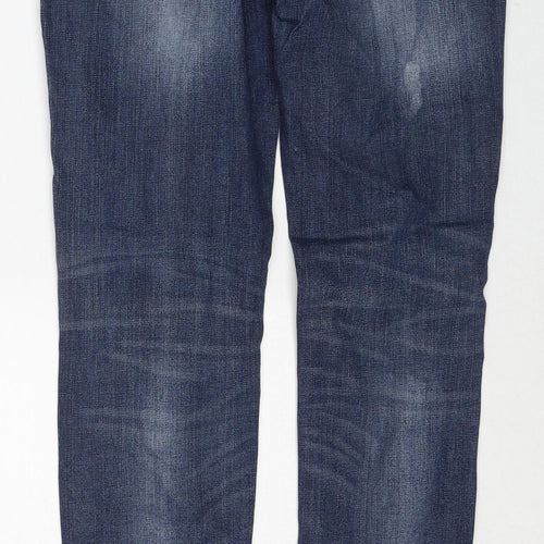 Topshop Womens Blue Cotton Skinny Jeans Size 10 L32 in Regular Zip
