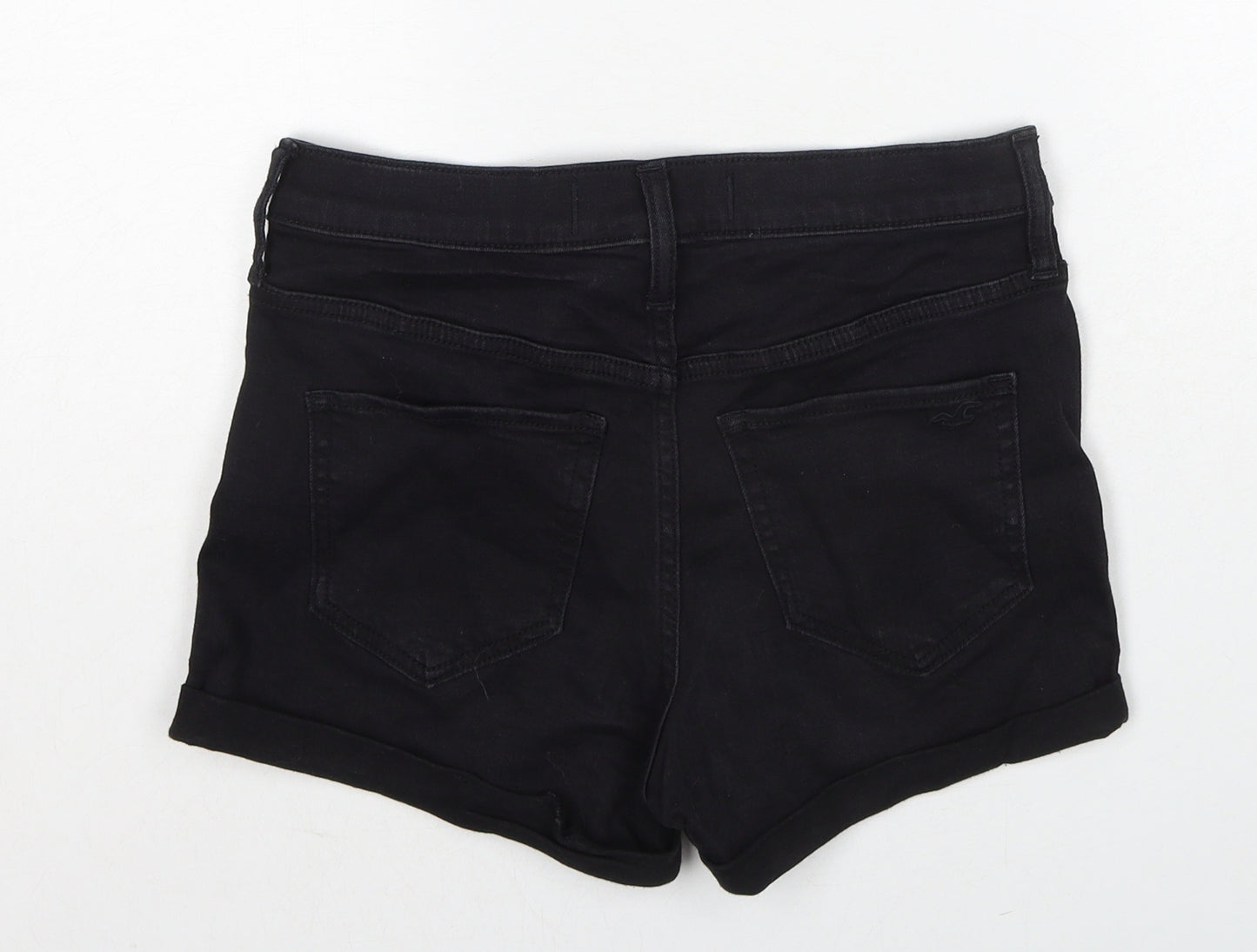 Hollister Womens Black Cotton Boyfriend Shorts Size 27 in Regular Zip - Distressed Look