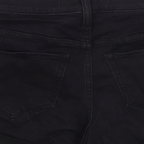 Hollister Womens Black Cotton Boyfriend Shorts Size 27 in Regular Zip - Distressed Look