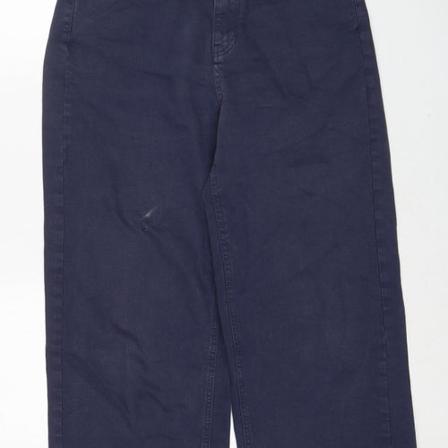 Joules Womens Blue Cotton Wide-Leg Jeans Size 12 Regular Zip - Crop Leg