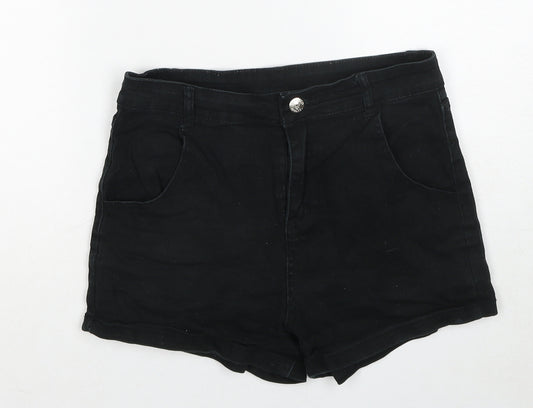 BANNED Womens Black Cotton Boyfriend Shorts Size M Regular Zip
