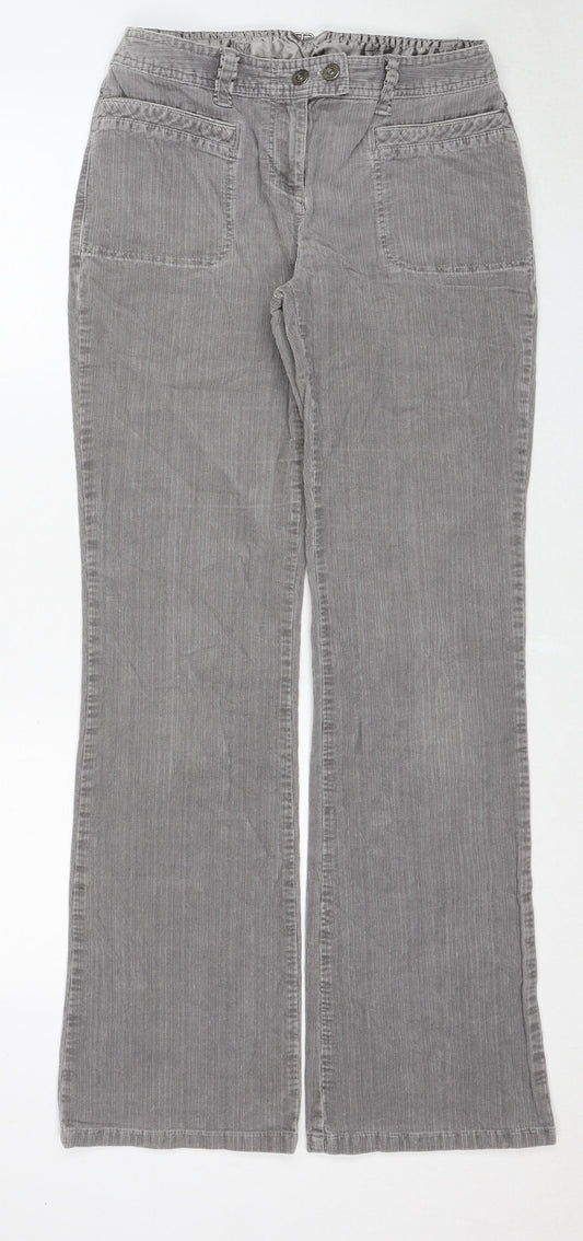 NEXT Womens Grey Cotton Trousers Size 10 Regular Zip