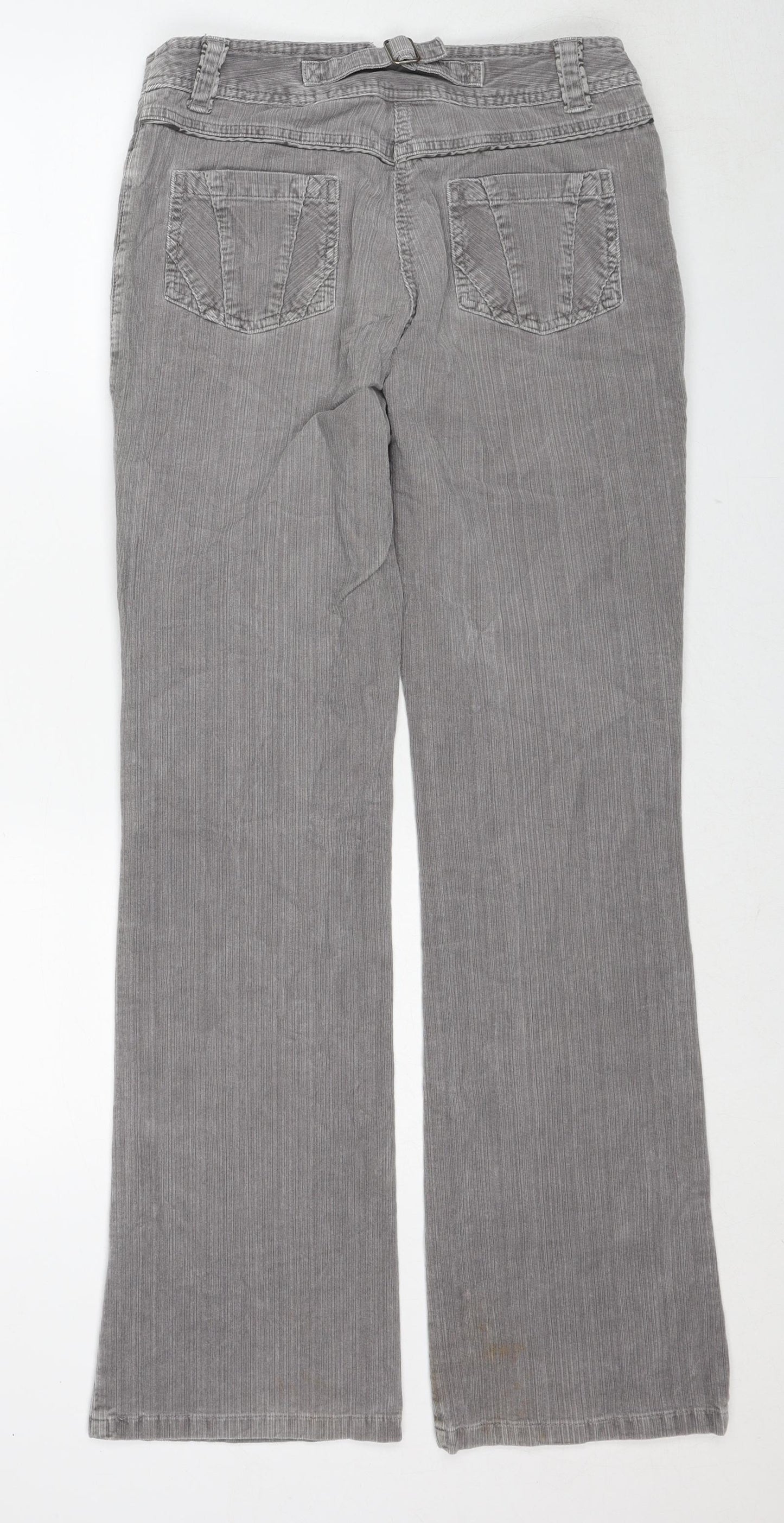 NEXT Womens Grey Cotton Trousers Size 10 Regular Zip