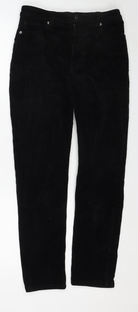 Monki Womens Black Cotton Trousers Size 8 Regular Zip