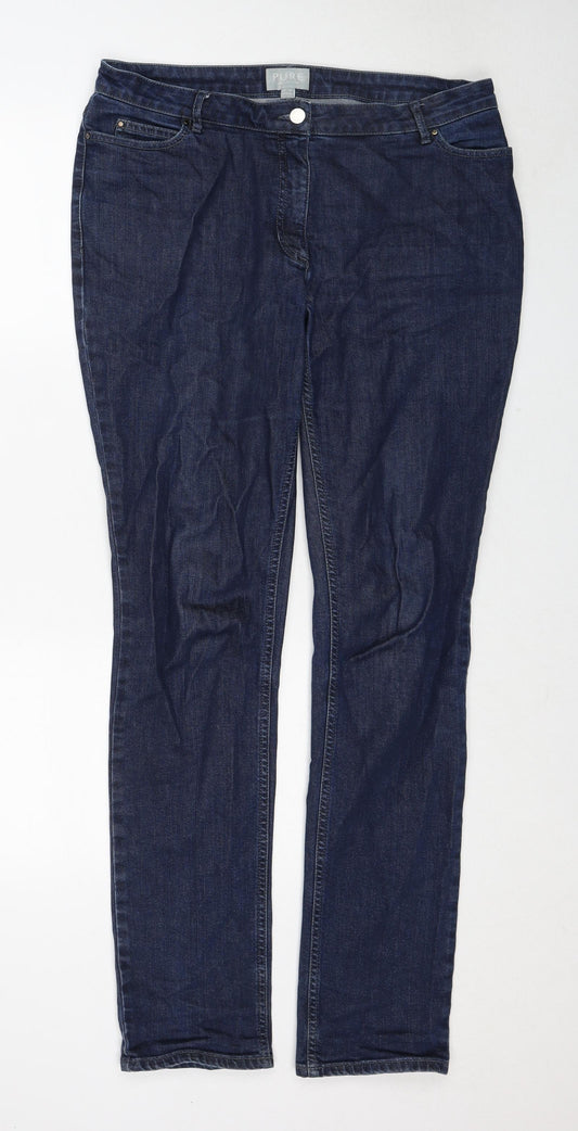 PURE Collection Womens Blue Cotton Skinny Jeans Size 14 Regular Zip