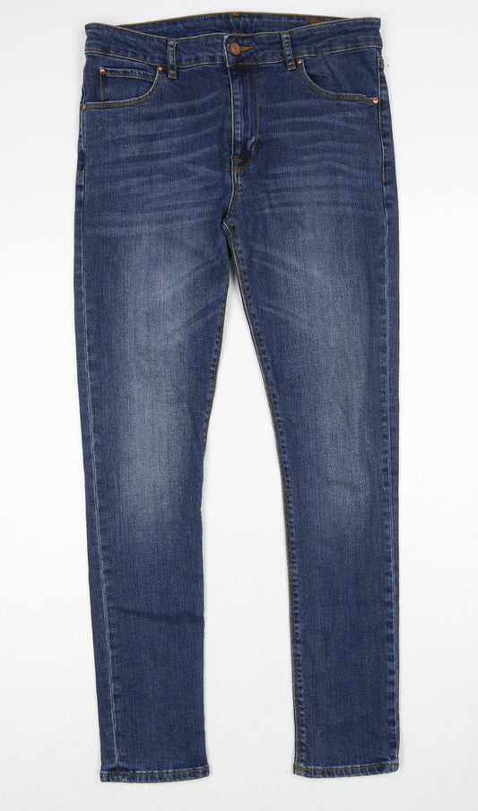 ASOS Mens Blue Cotton Skinny Jeans Size 32 in L30 in Regular Zip