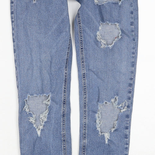 Topshop Womens Blue Cotton Skinny Jeans Size 25 in L34 in Regular Zip