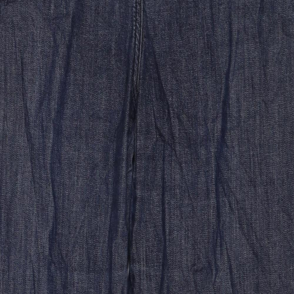 Marks and Spencer Womens Blue Cotton Wide-Leg Jeans Size 18 Regular Zip