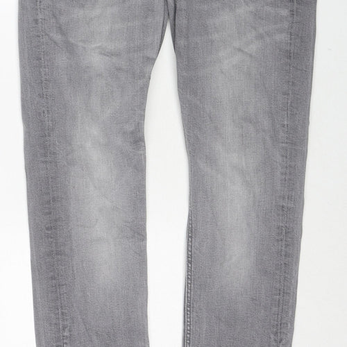 River Island Mens Grey Cotton Skinny Jeans Size 32 in Regular Zip