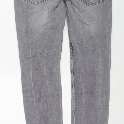 River Island Mens Grey Cotton Skinny Jeans Size 32 in Regular Zip