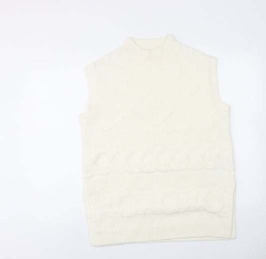 Per Una Womens White High Neck Acrylic Vest Jumper Size M