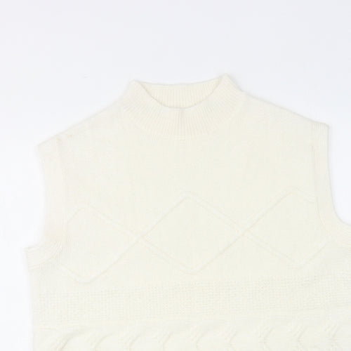 Per Una Womens White High Neck Acrylic Vest Jumper Size M