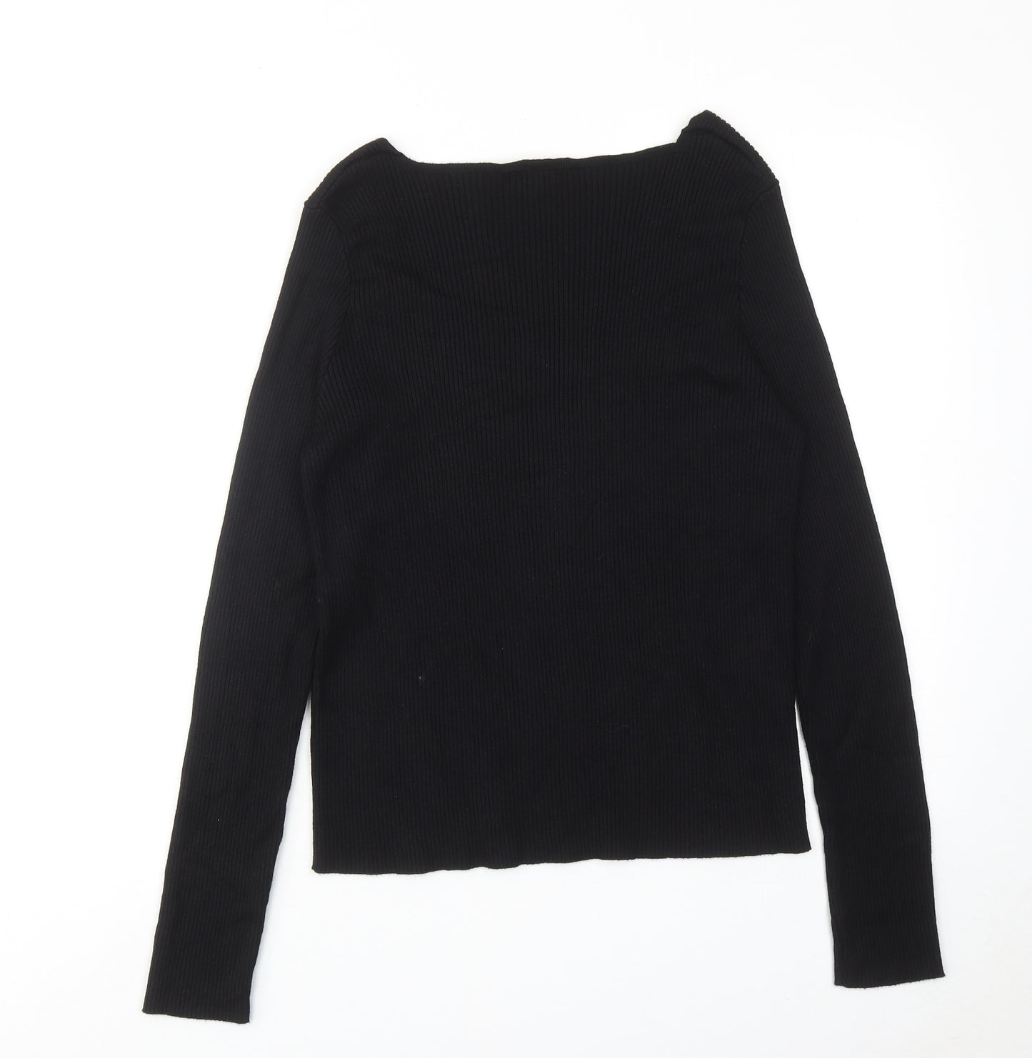 Marks and Spencer Womens Black Scoop Neck Viscose Pullover Jumper Size L
