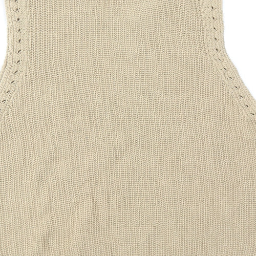 Esprit Womens Beige Round Neck Cotton Vest Jumper Size S