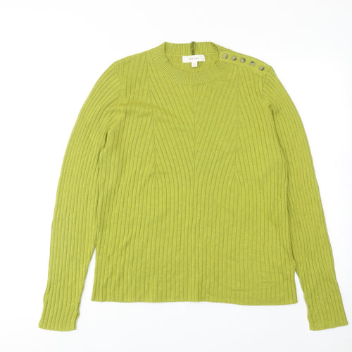 Per Una Womens Green Round Neck Viscose Pullover Jumper Size 14