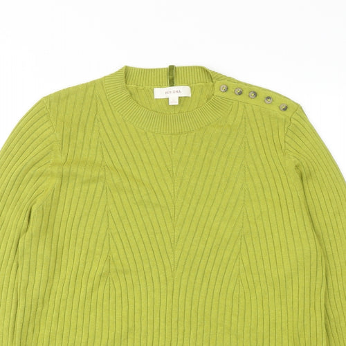 Per Una Womens Green Round Neck Viscose Pullover Jumper Size 14