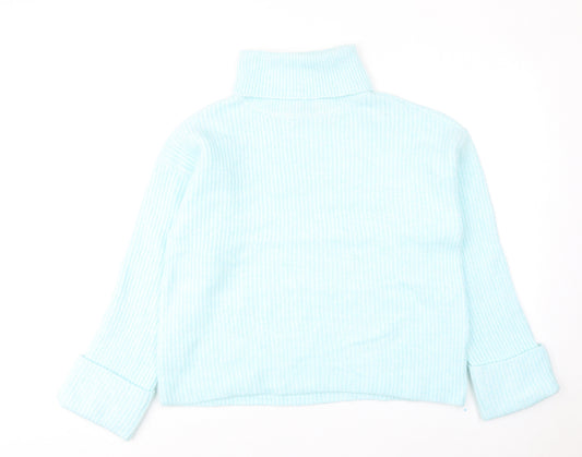 Marks and Spencer Womens Blue Roll Neck Acrylic Pullover Jumper Size M